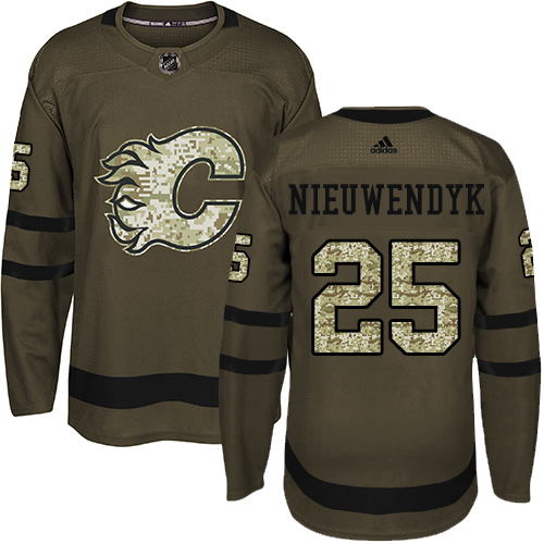Adidas Flames #25 Joe Nieuwendyk Green Salute to Service Stitched NHL Jersey